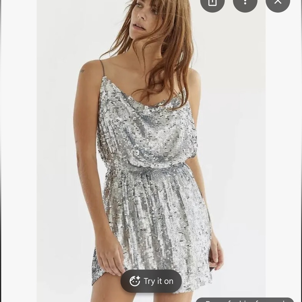 Free People Silver Sequin Mini Dress